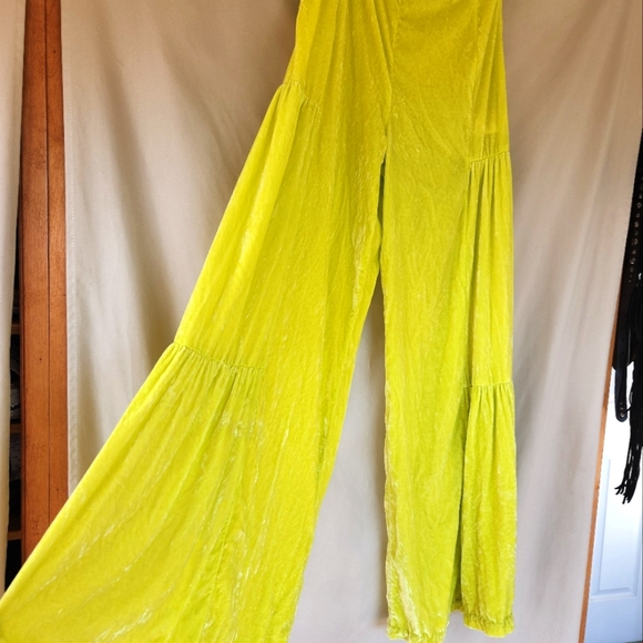 Free People Velvet Chartreuse Wide Flared Pants - Picture 4 of 6